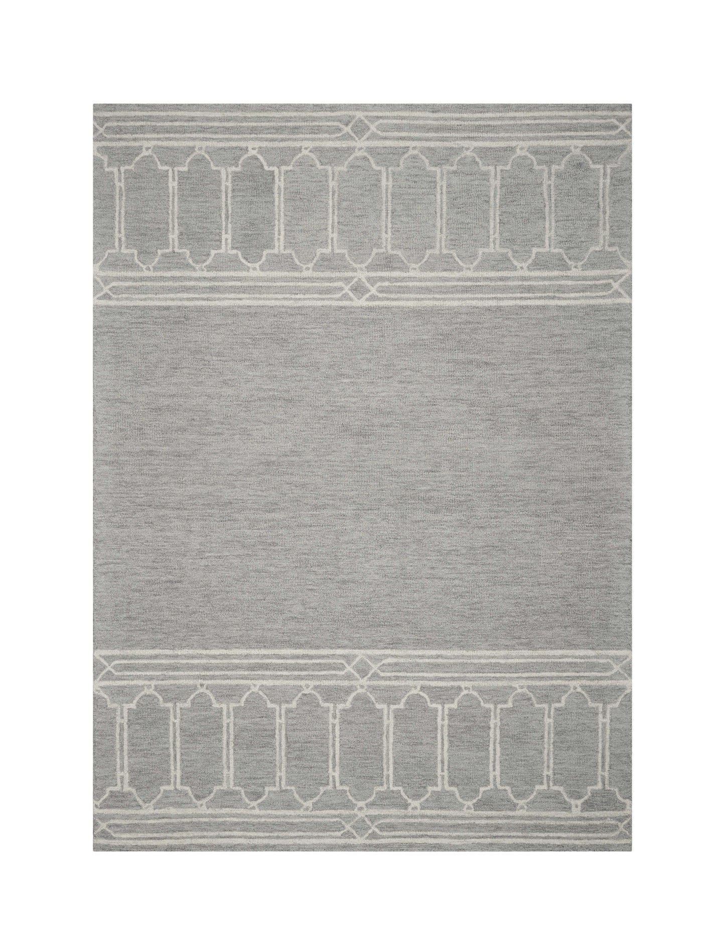3' X 5' Gray And Ivory Wool Geometric Hand Tufted Area Rug
