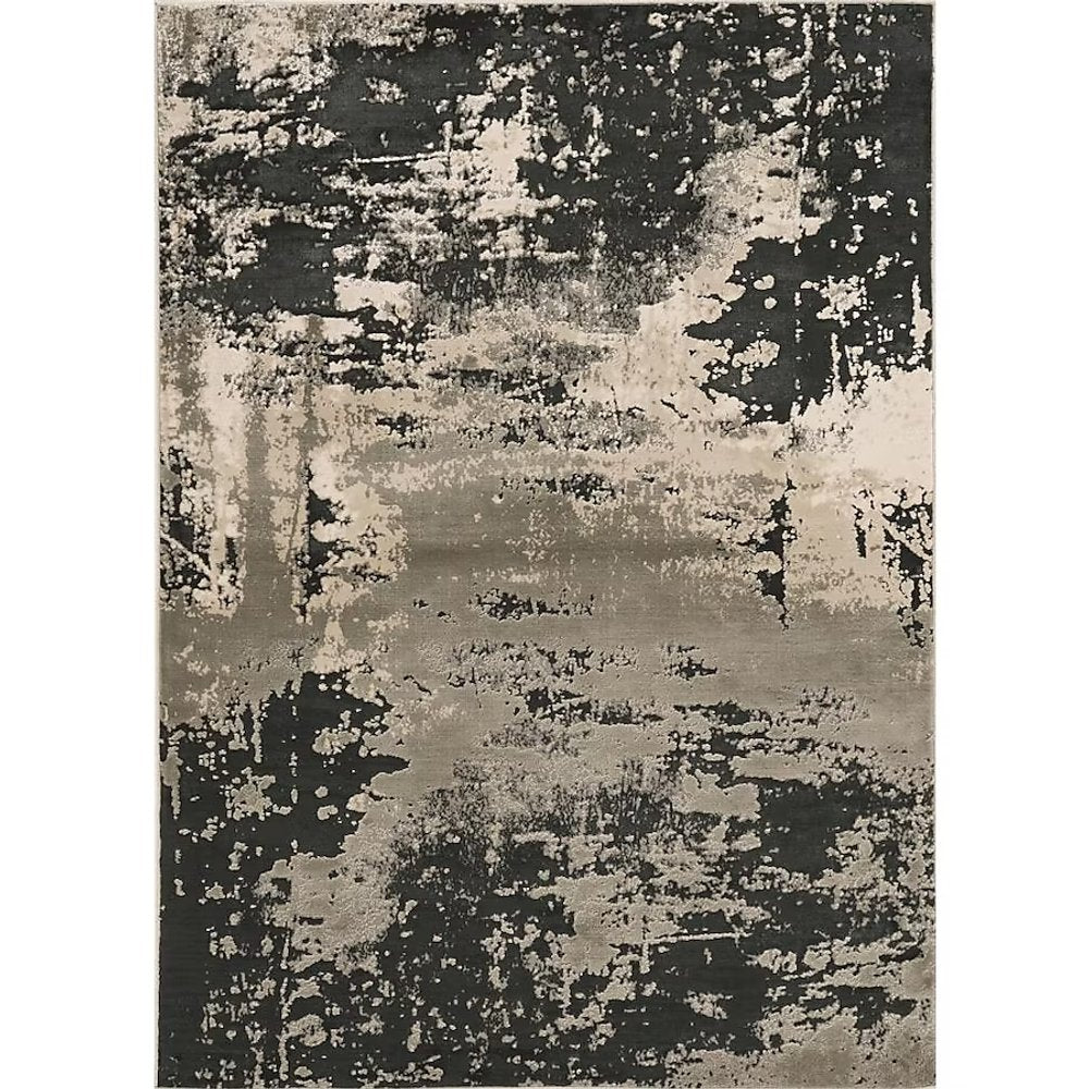 5' X 8' Silver And Charcoal Abstract Area Rug