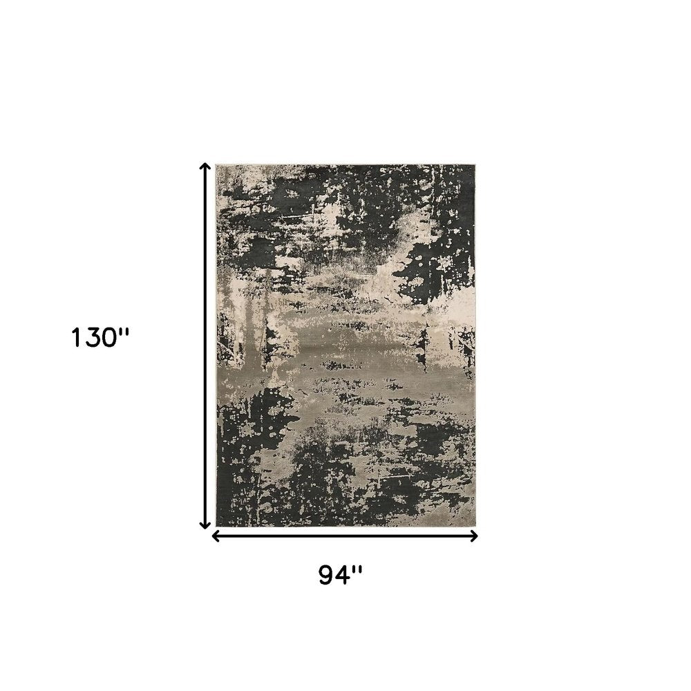 5' X 8' Silver And Charcoal Abstract Area Rug