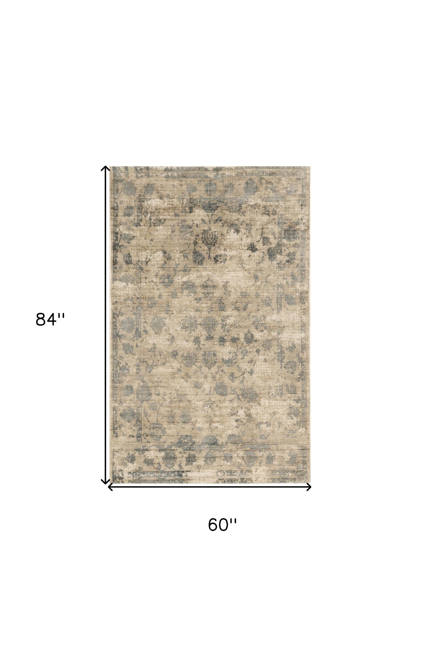 3' X 5' Beige And Blue Floral Medallion Hand Loomed Area Rug