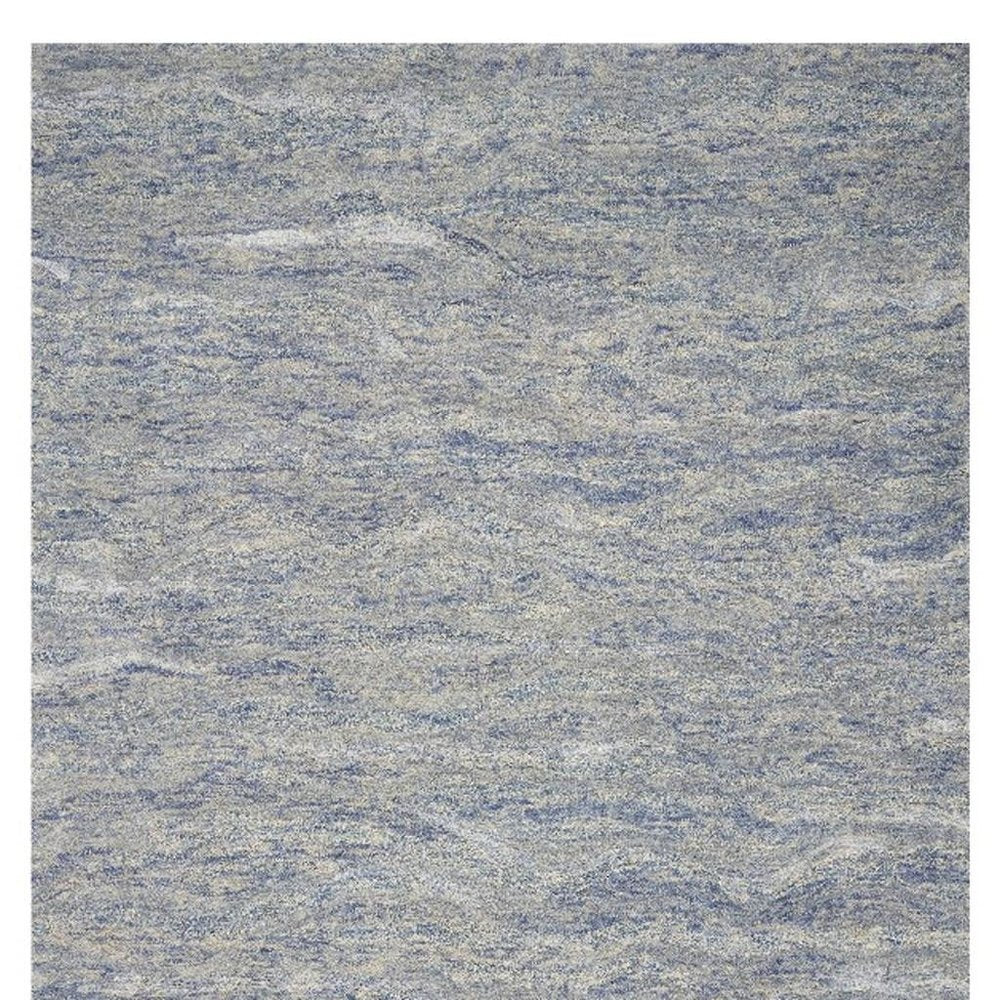 9' X 12' Blue And Beige Wool Abstract Hand Tufted Area Rug
