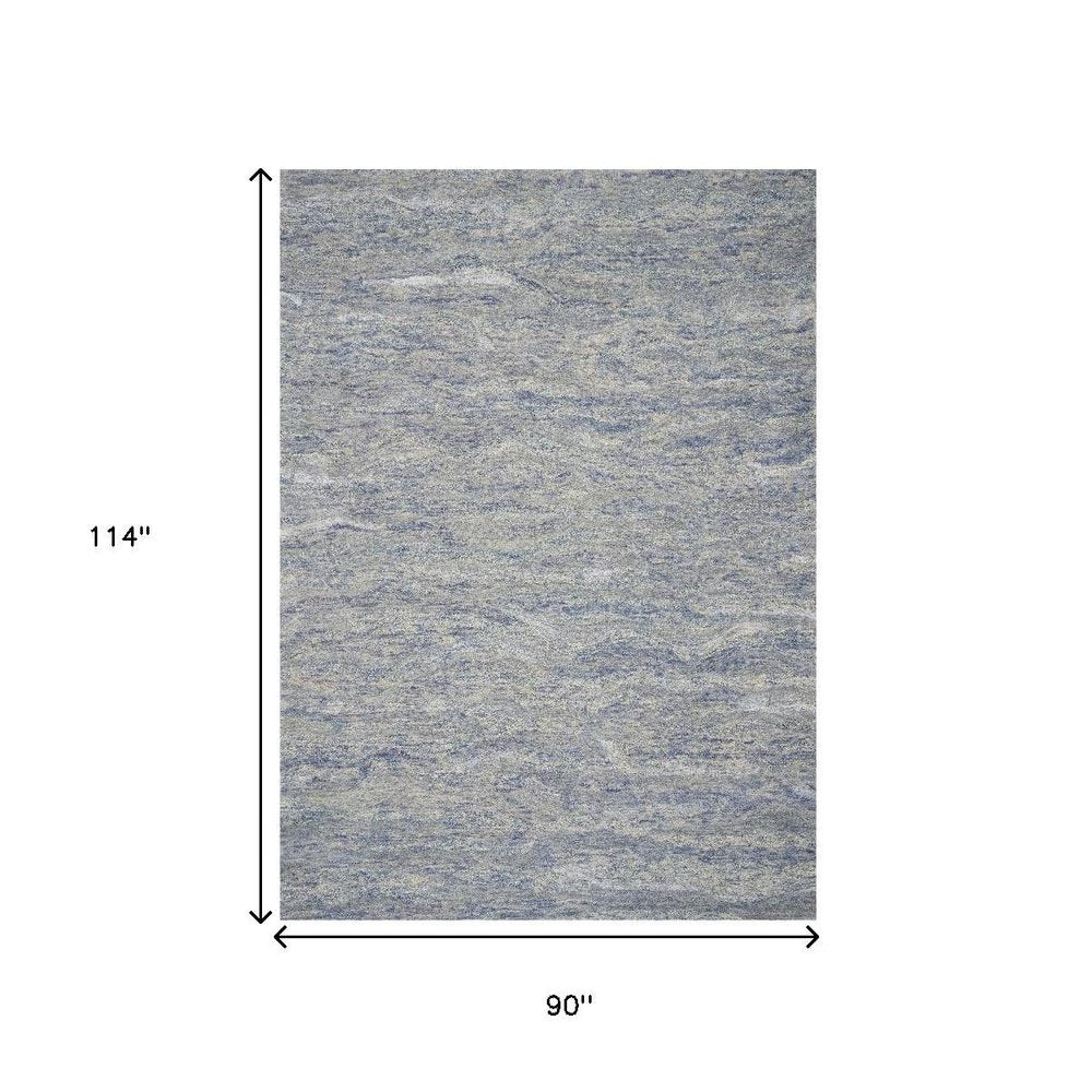 9' X 12' Blue And Beige Wool Abstract Hand Tufted Area Rug