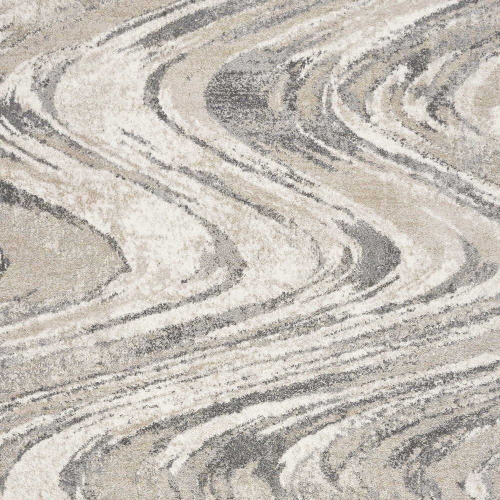 7' X 9' Gray And Tan Abstract Area Rug