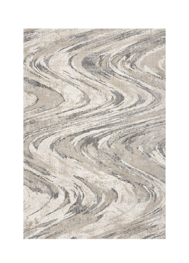 7' X 9' Gray And Tan Abstract Area Rug