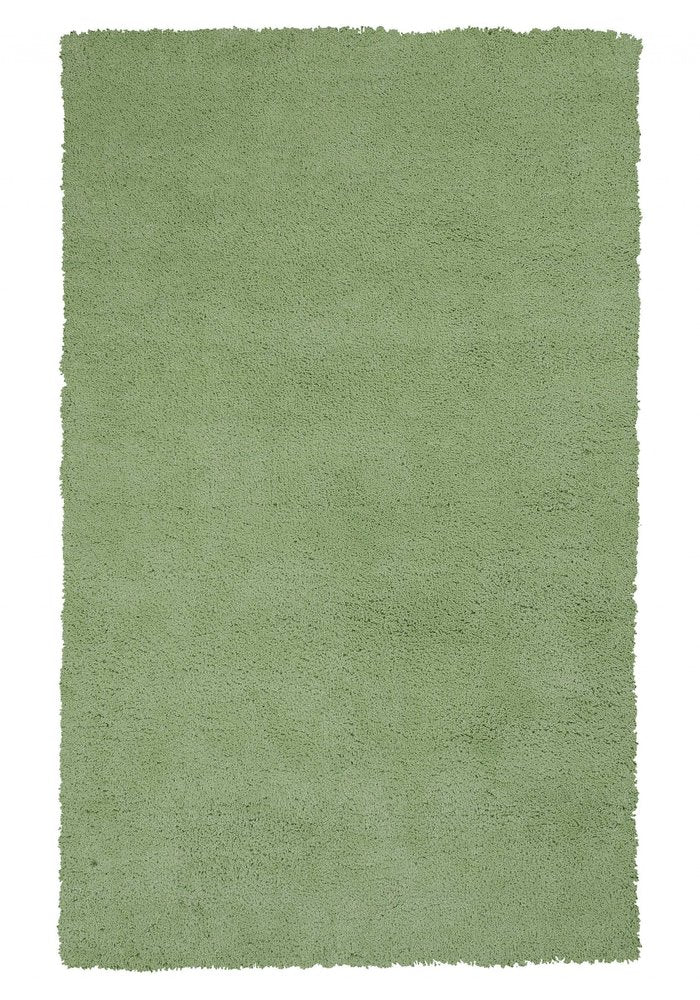 7' Green Hand Woven Runner Rug