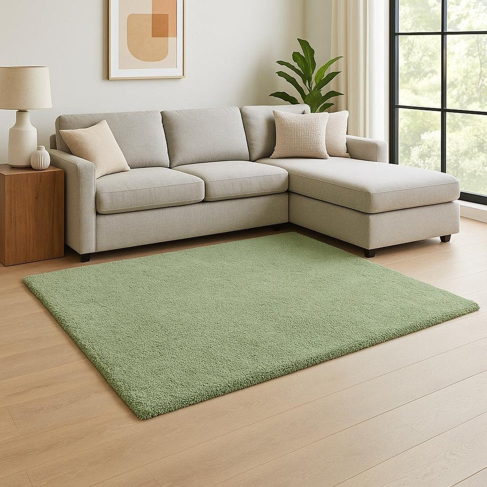 7' Green Hand Woven Runner Rug