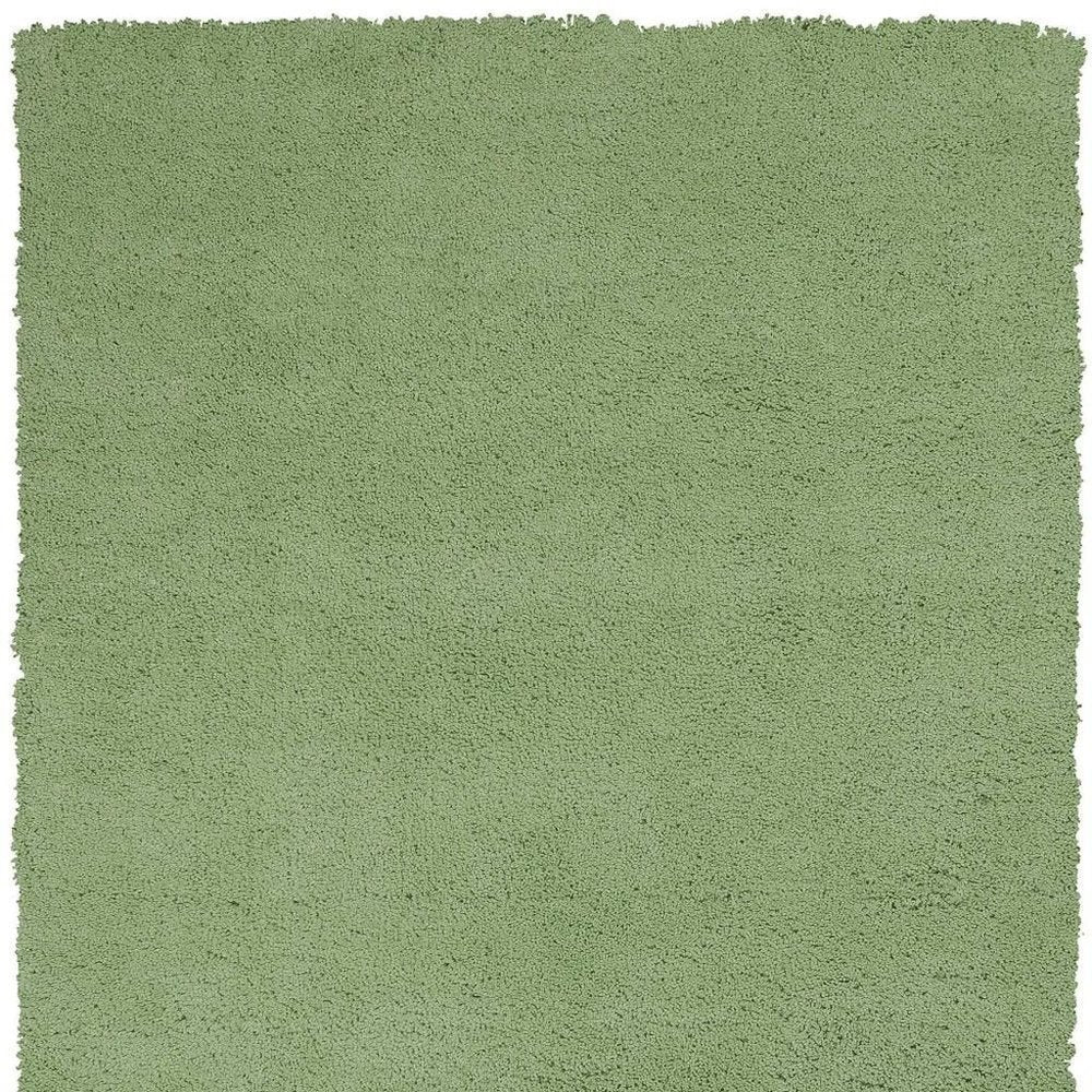 7' Green Hand Woven Runner Rug