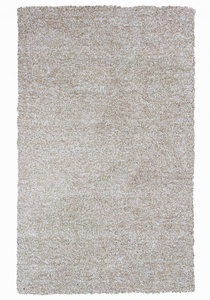 5' X 7' Ivory Shag Hand Woven Area Rug