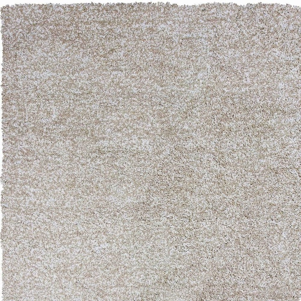 5' X 7' Ivory Shag Hand Woven Area Rug