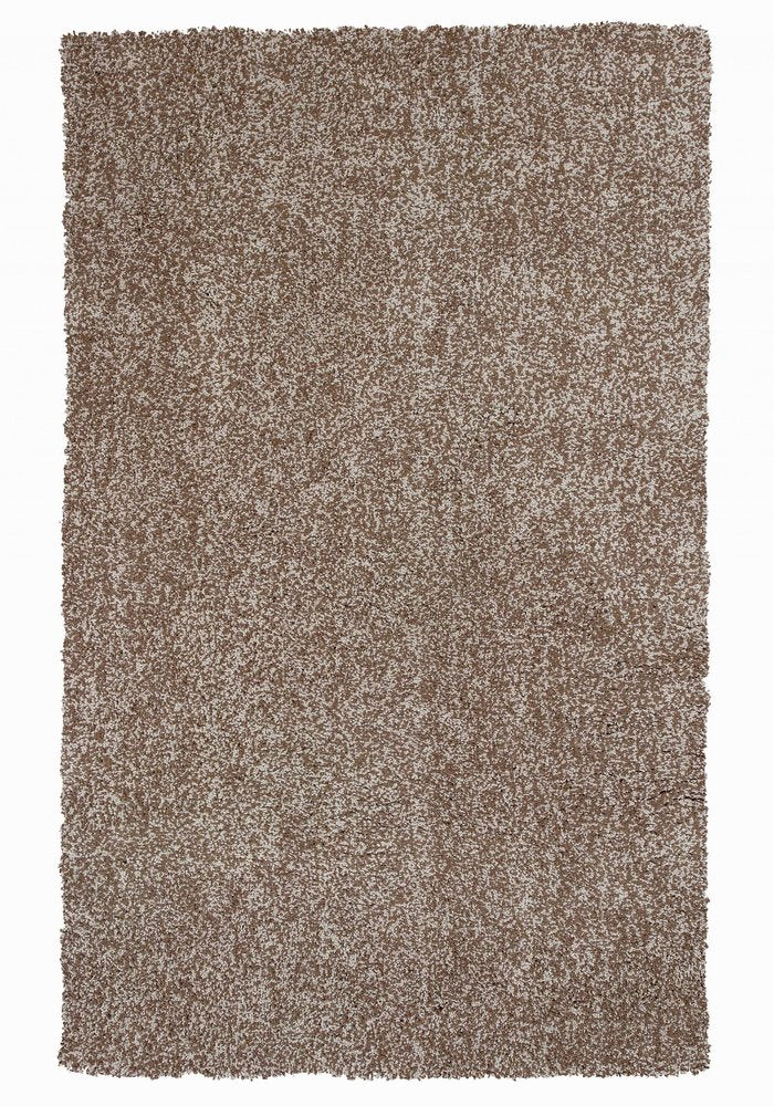 5' X 7' Beige And Brown Abstract Shag Hand Woven Area Rug