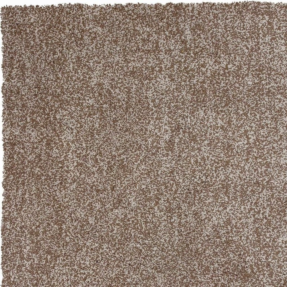 5' X 7' Beige And Brown Abstract Shag Hand Woven Area Rug