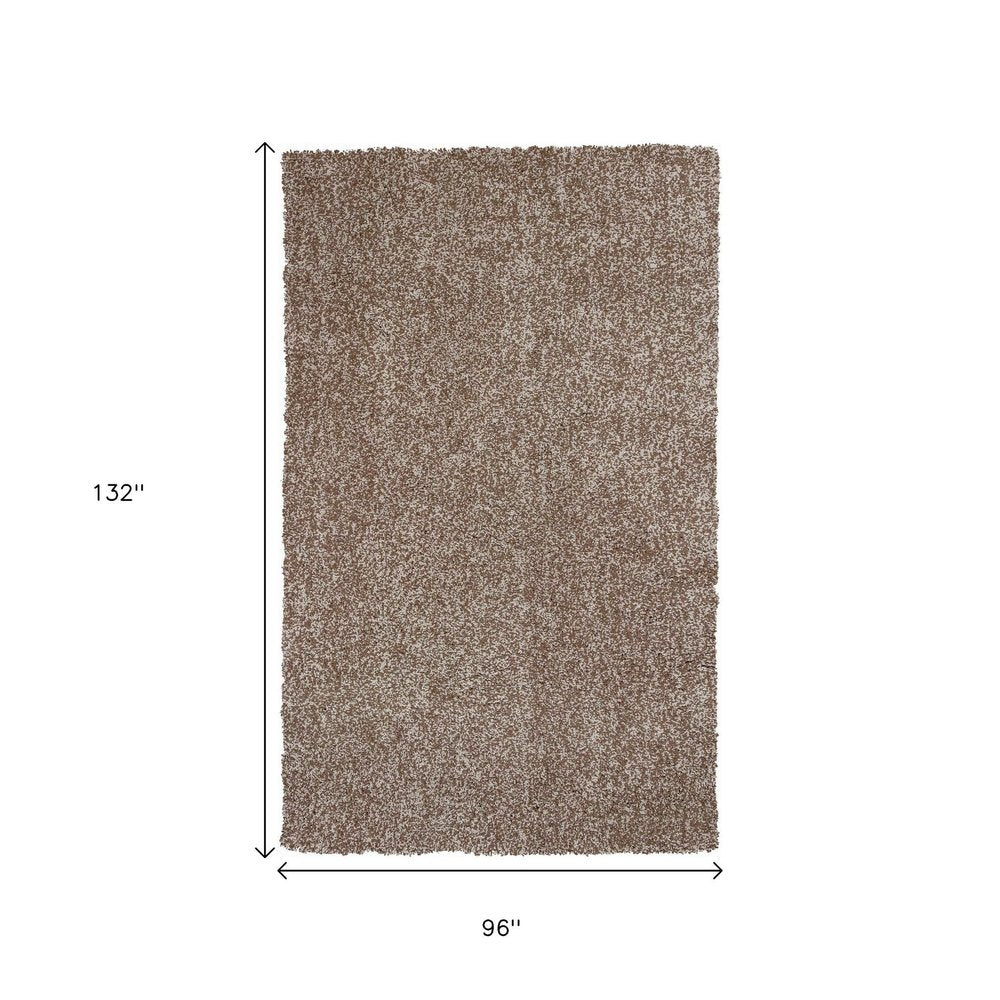 5' X 7' Beige And Brown Abstract Shag Hand Woven Area Rug
