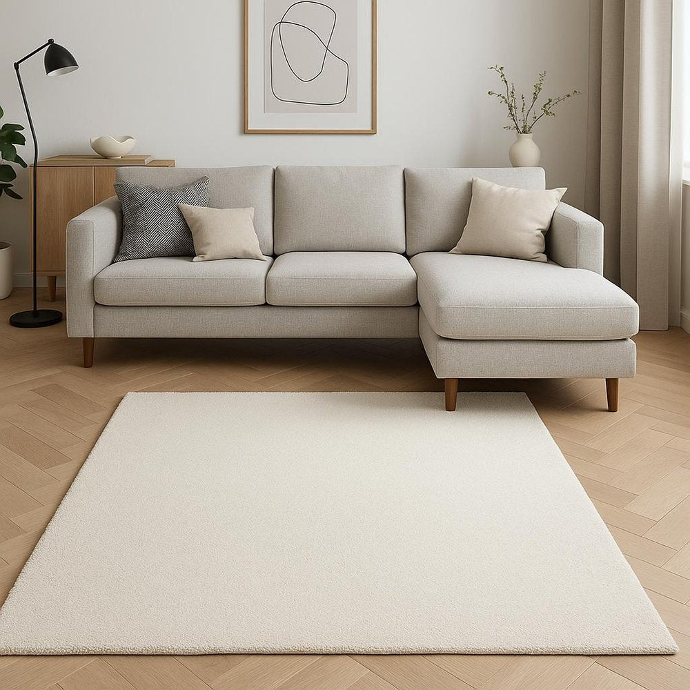 8' X 11' Ivory Shag Hand Woven Area Rug