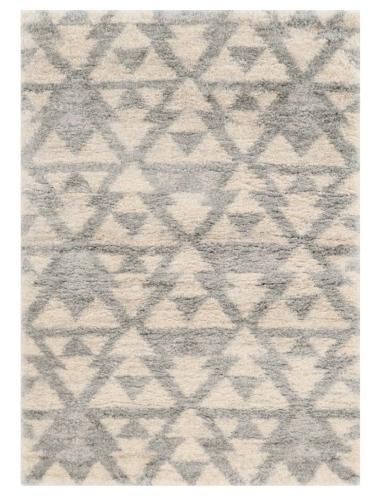 4' X 6' Ivory And Gray Geometric Distressed Area Rug