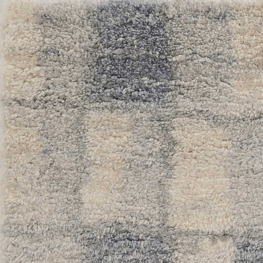 4' X 6' Ivory And Blue Abstract Geometric Distressed Area Rug