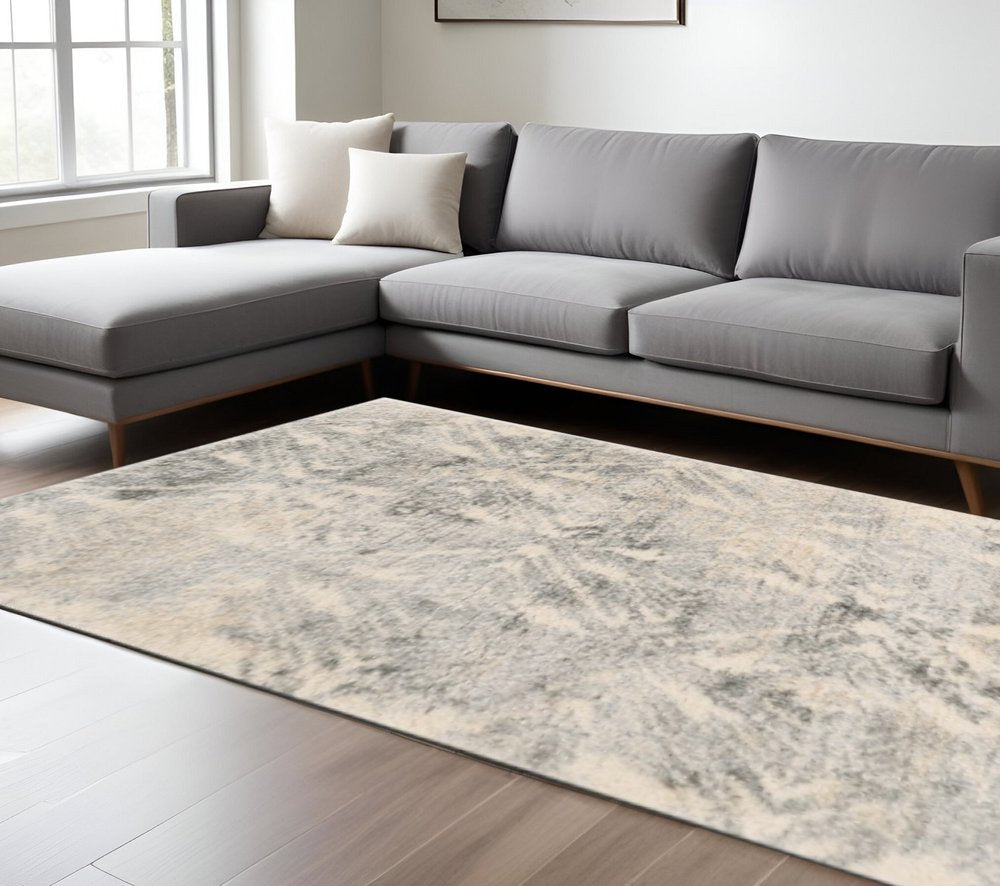 4' X 6' Gray And Ivory Diamond Area Rug