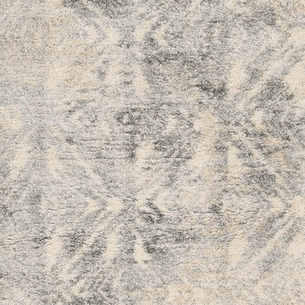 4' X 6' Gray And Ivory Diamond Area Rug