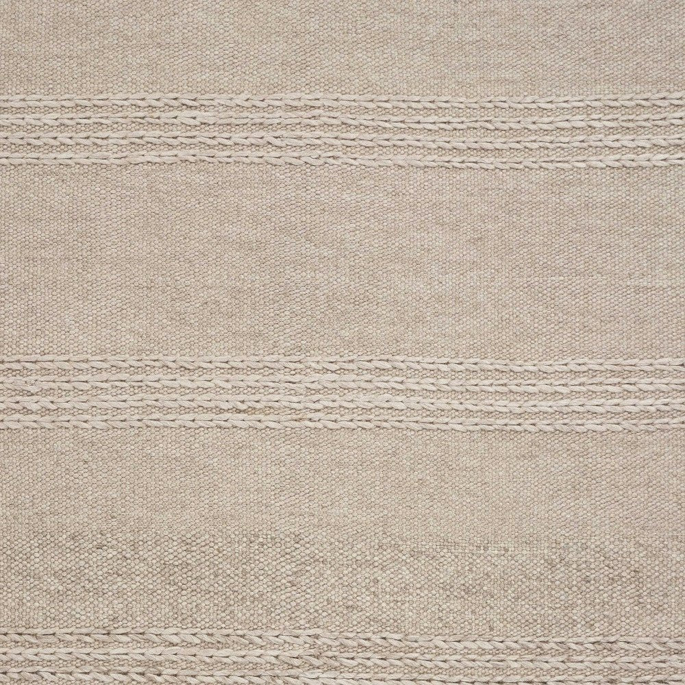 7' X 9' Beige Wool Hand Woven Area Rug