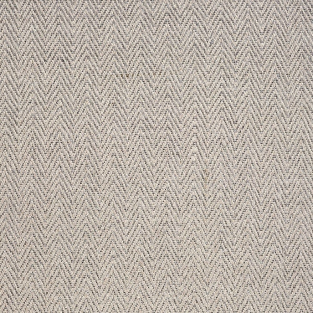 8' X 10' Beige And Gray Wool Chevron Hand Woven Area Rug With Fringe