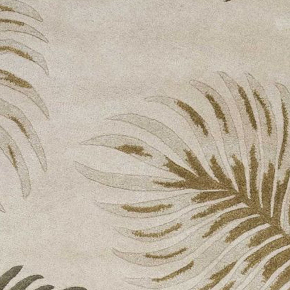 8' X 11' Natural Green And Brown Wool Botanical Leaves Hand Tufted Area Rug