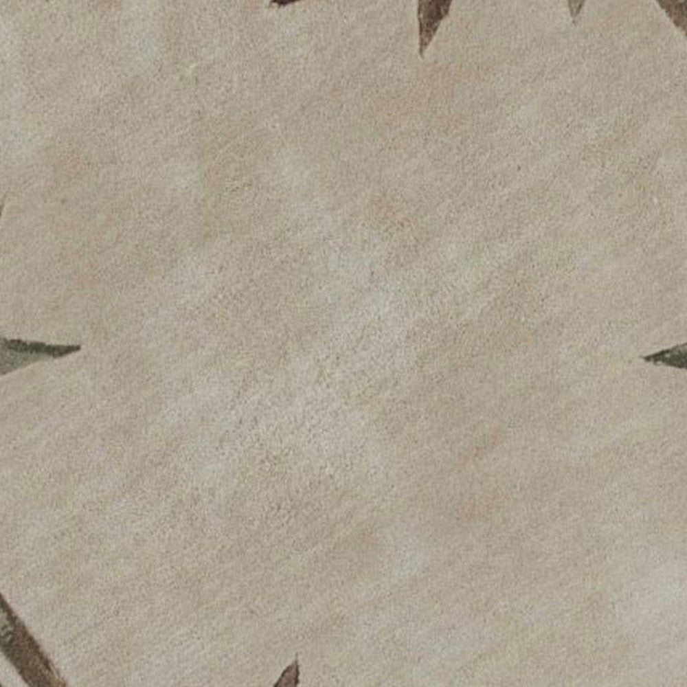 5' X 8' Ivory Green And Brown Wool Botanical Leaves Hand Tufted Area Rug