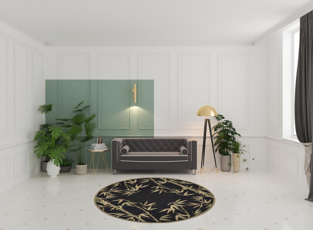 4' X 6' Black Green And Brown Wool Tropical Botanical Hand Tufted Area Rug