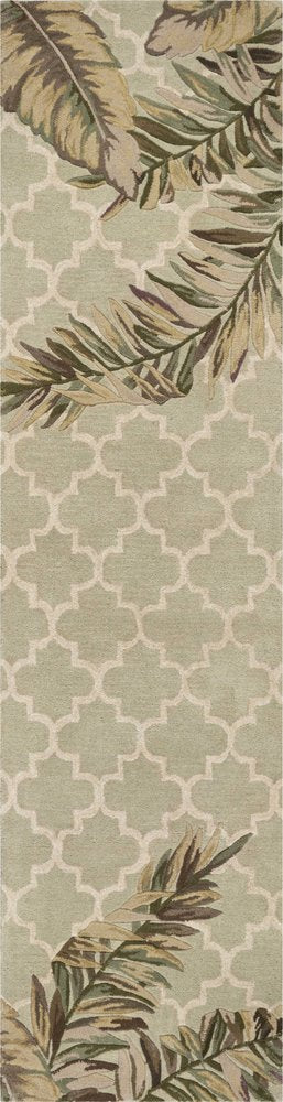 4' X 6' Sage Taupe And Green Wool Tropical Botanical Hand Tufted Area Rug
