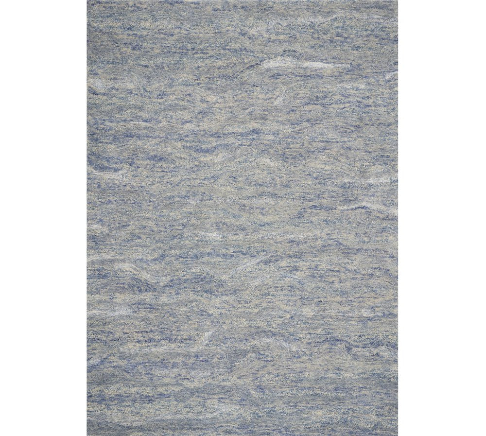 9' X 12' Blue And Beige Wool Abstract Hand Tufted Area Rug