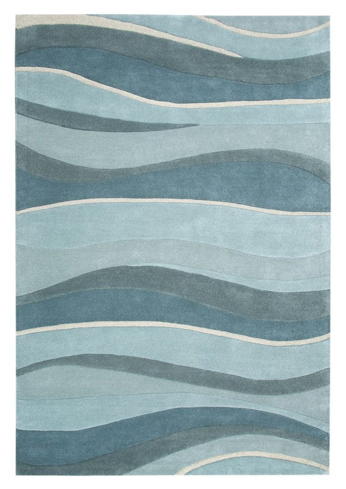 2' X 4' Blue Gray And Ivory Wool Hand Tufted Area Rug
