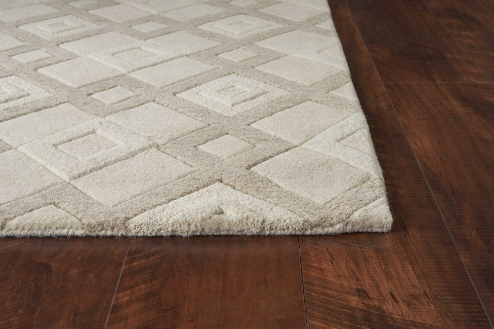 5' X 8' Ivory And Brown Wool Geometric Hand Tufted Area Rug