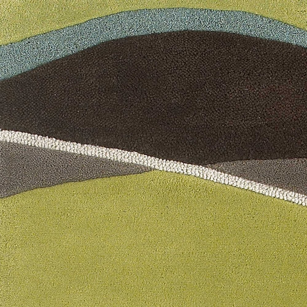 5' X 8' Lime Green Brown And Blue Wool Abstract Hand Tufted Area Rug