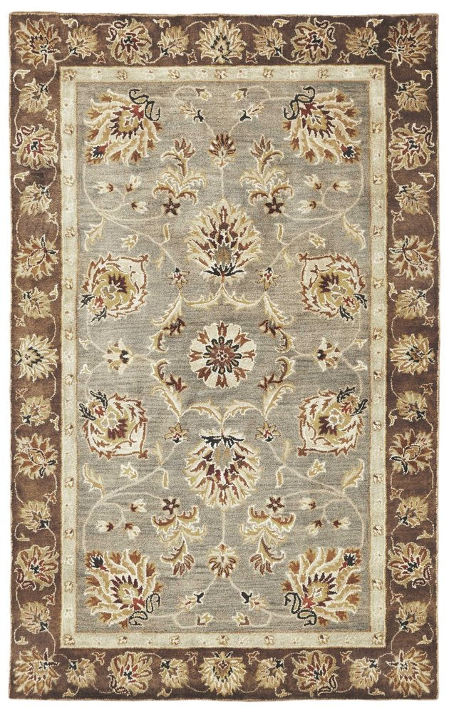 3' X 5' Gray Brown And Ivory Wool Floral Medallion Hand Tufted Area Rug