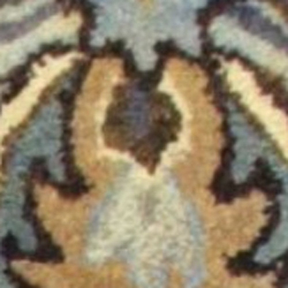 7' Dark Gray Green And Brown Wool Floral Hand Tufted Runner Rug