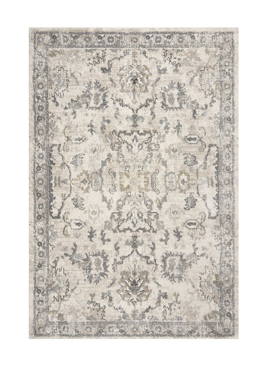 8' X 10' Ivory And Gray Floral Medallion Area Rug