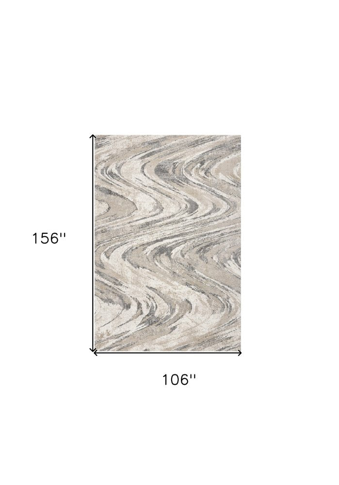 7' X 9' Gray And Tan Abstract Area Rug