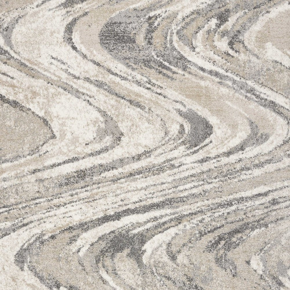 7' X 9' Gray And Tan Abstract Area Rug