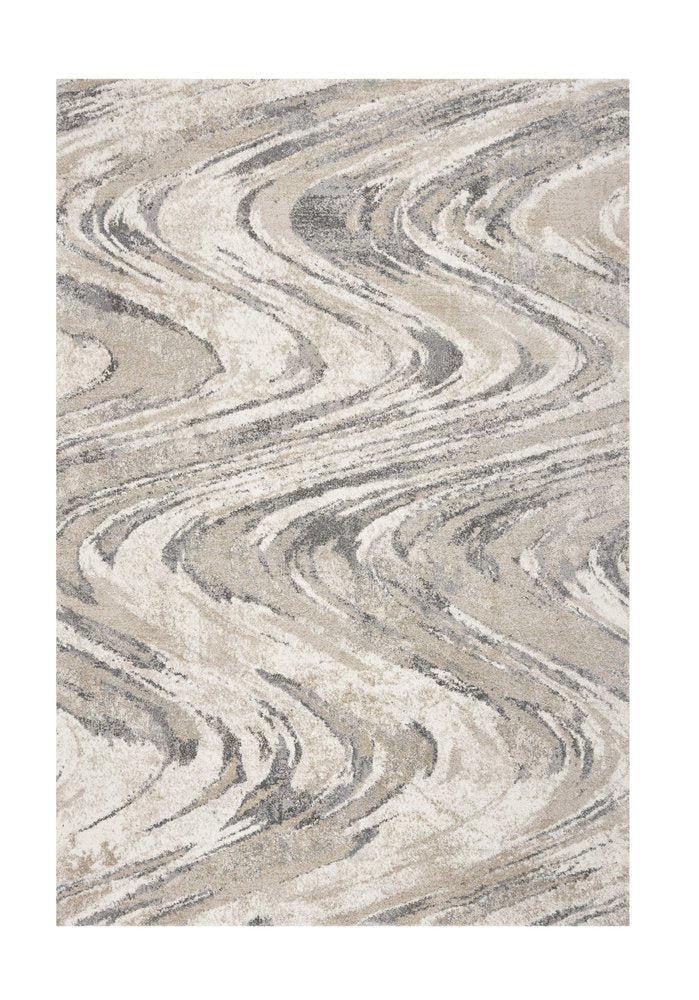 7' X 9' Gray And Tan Abstract Area Rug