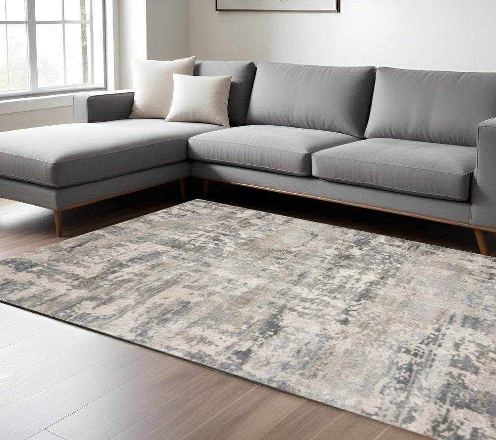 5' X 8' Gray And Tan Abstract Area Rug