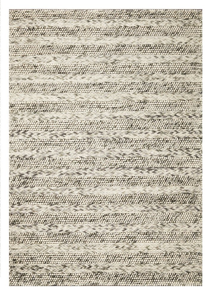 5' X 7' Gray And Ivory Wool Striped Hand Woven Area Rug