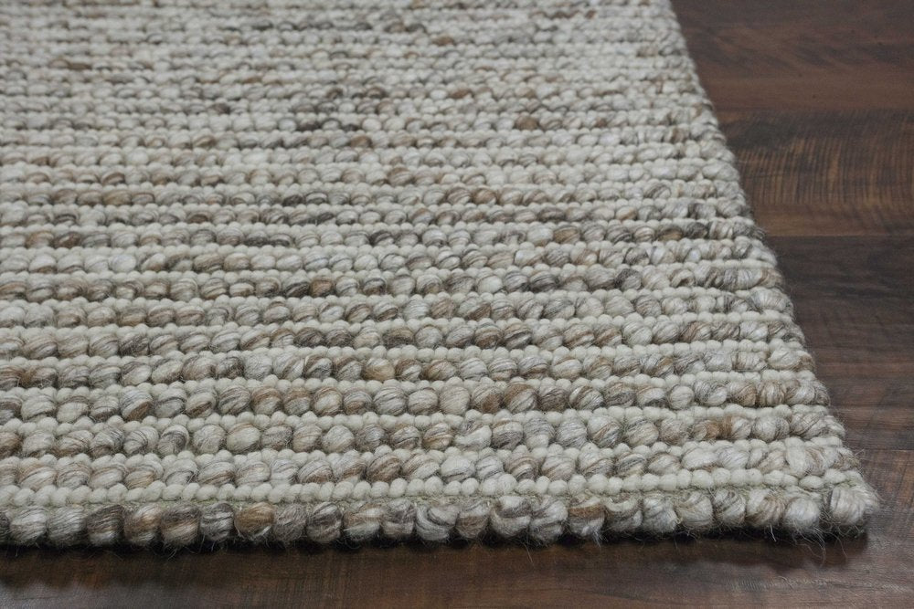 7' X 9' Natural Wool Hand Woven Area Rug