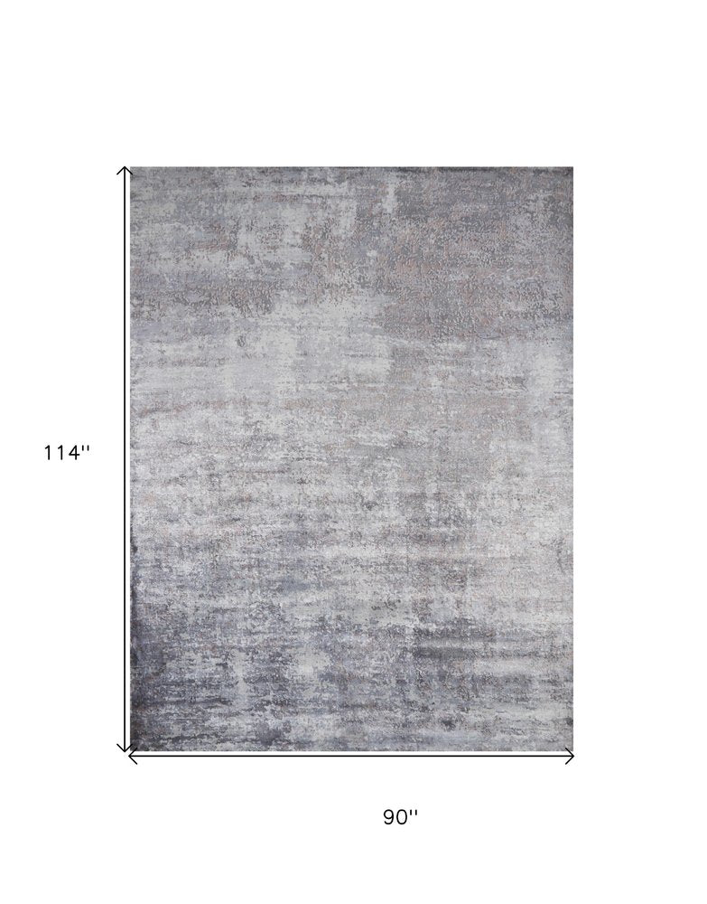 5' X 7' Slate Gray And Dark Gray Abstract Hand Loomed Area Rug