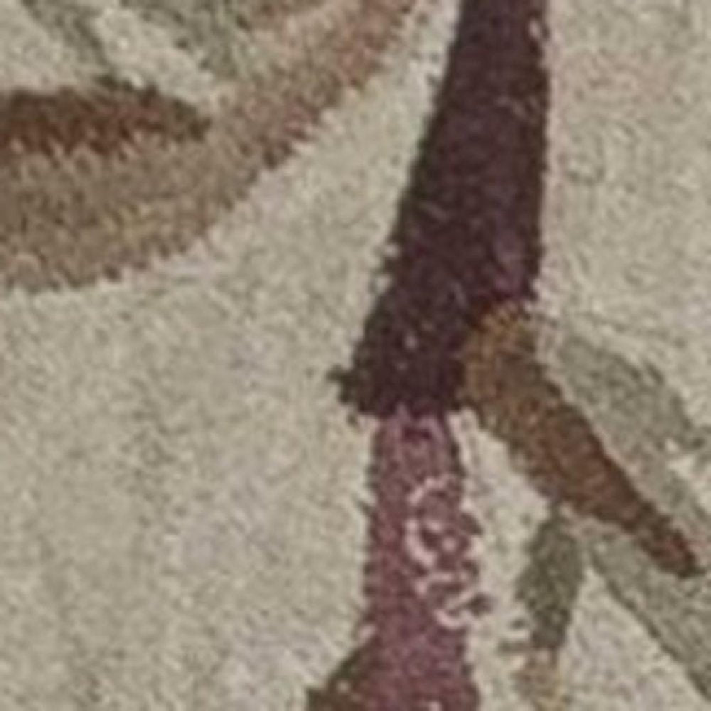 5' X 8' Ivory Green And Brown Wool Botanical Leaves Hand Tufted Area Rug