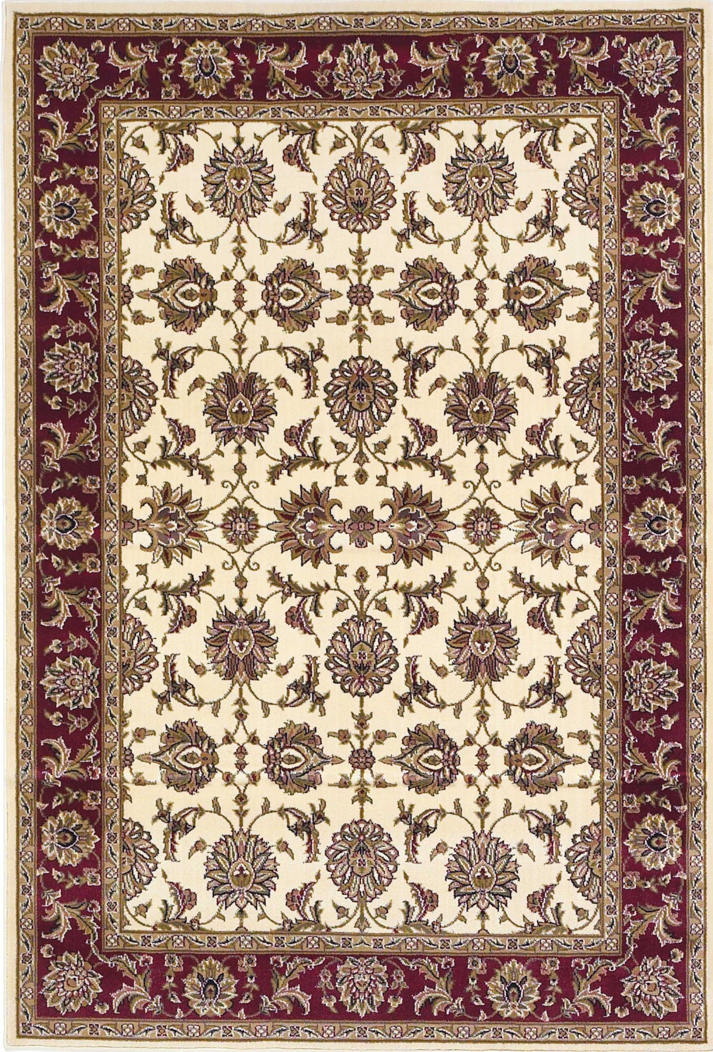 3' X 5' Red Ivory And Brown Floral Medallion Area Rug
