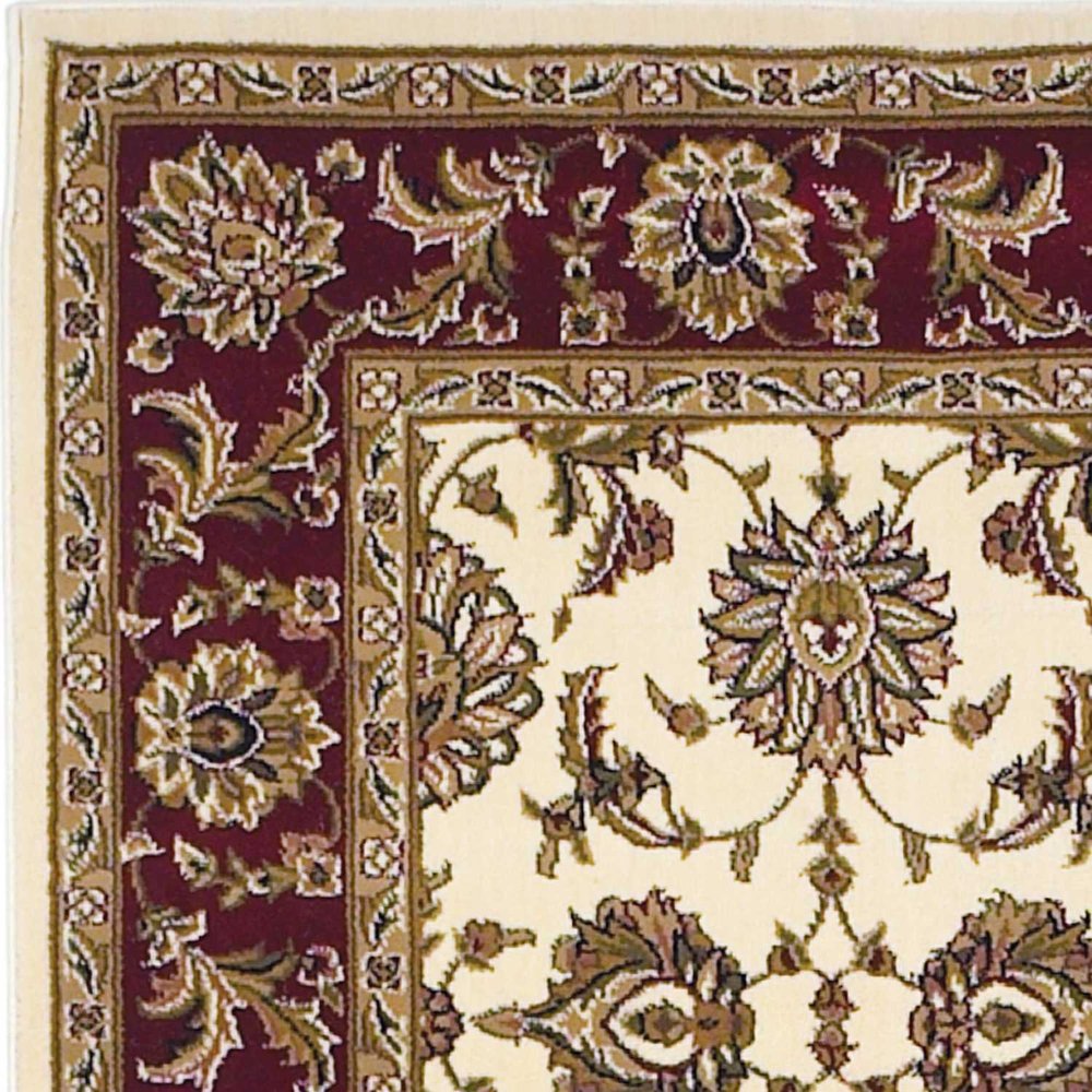 3' X 5' Red Ivory And Brown Floral Medallion Area Rug
