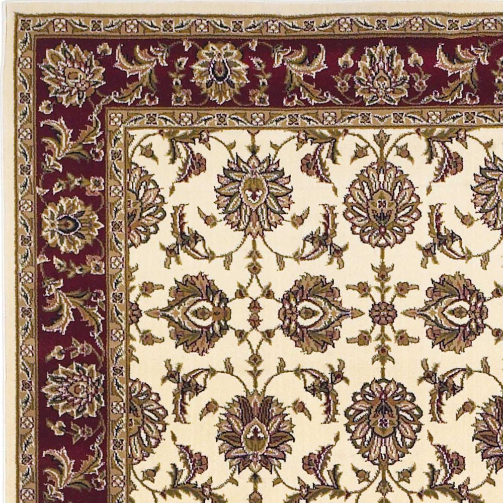 3' X 5' Red Ivory And Brown Floral Medallion Area Rug