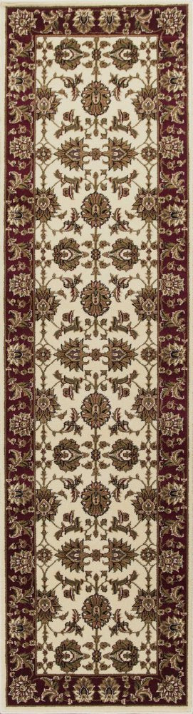 3' X 5' Red Ivory And Brown Floral Medallion Area Rug