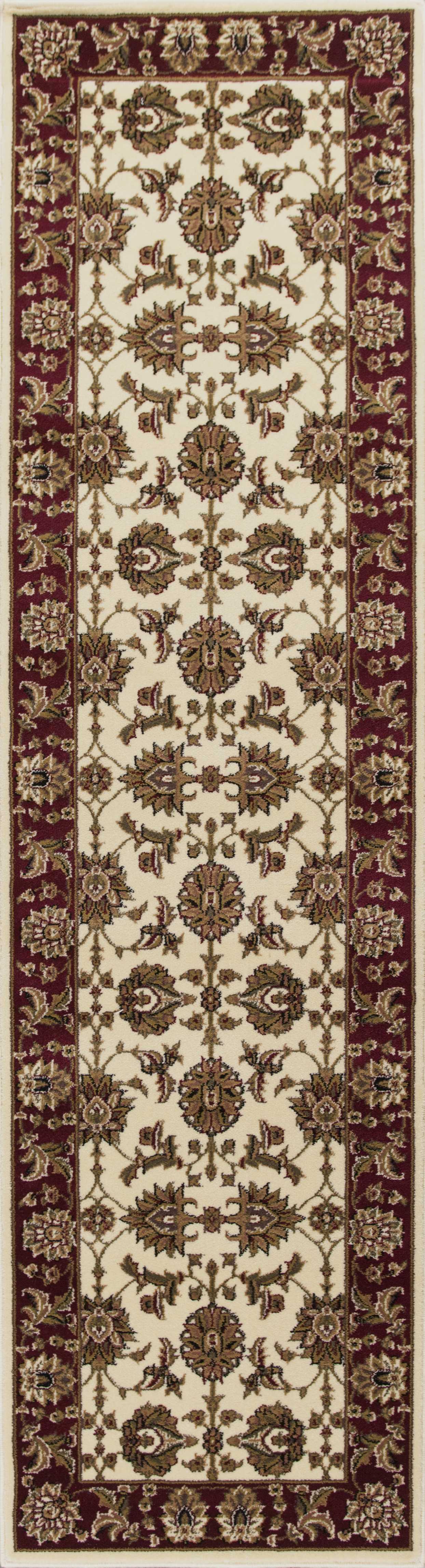 3' X 5' Red Ivory And Brown Floral Medallion Area Rug