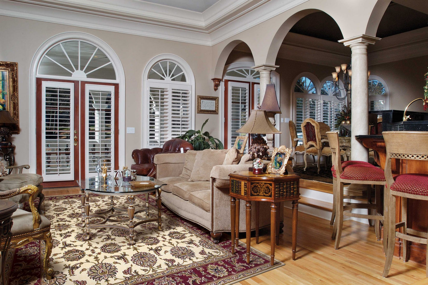 3' X 5' Red Ivory And Brown Floral Medallion Area Rug