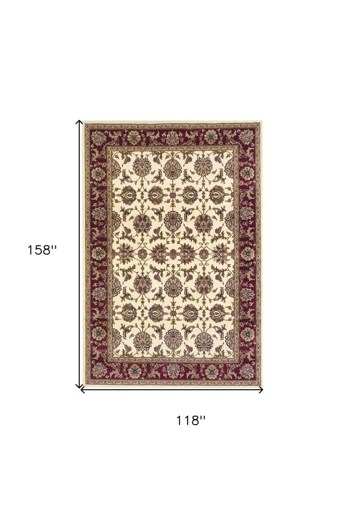 3' X 5' Red Ivory And Brown Floral Medallion Area Rug