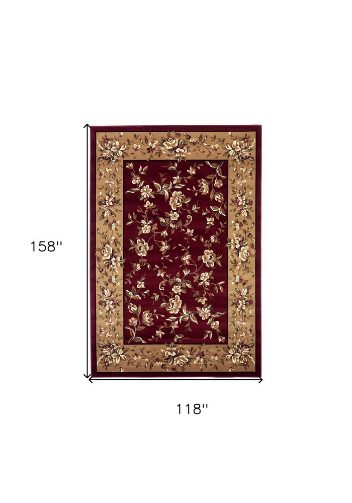 2' X 3' Red And Beige Floral Vines Area Rug